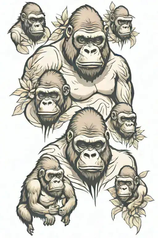 gorilla family members tattoo design idea
