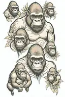 gorilla family members tattoo design idea
