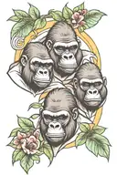 gorilla family members tattoo design idea