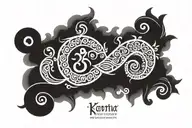 The words breathe and be fearless in script with the Koru symbol and Vishuddha in sanskrit tattoo design idea