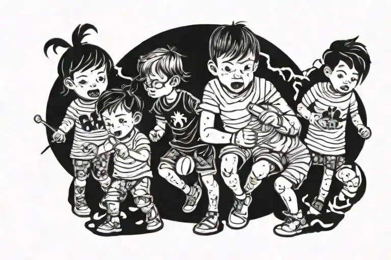 kids playing tattoo design idea