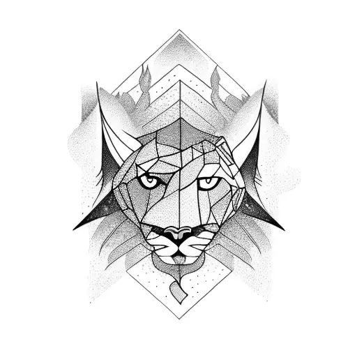 Mountain Lion Wings Injured Waterfall tattoo design idea