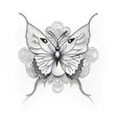 minimal vines with small butterfly on flower tattoo design idea