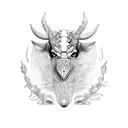 alphabet A with taurus tattoo design idea