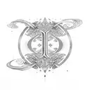 alphabet A with taurus tattoo design idea