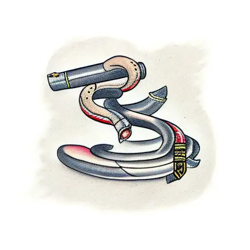 cigarette snake brick tattoo design idea