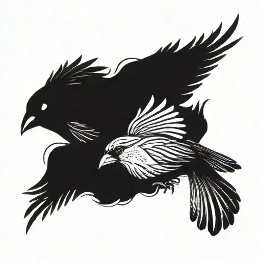 two cardinals flying tattoo design idea