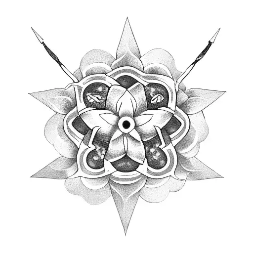 snake dagger flowers stars tattoo design idea