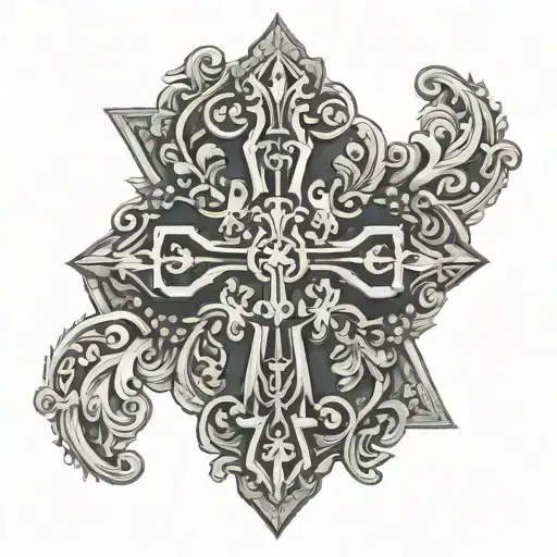 Russian orthodox cross tattoo design idea