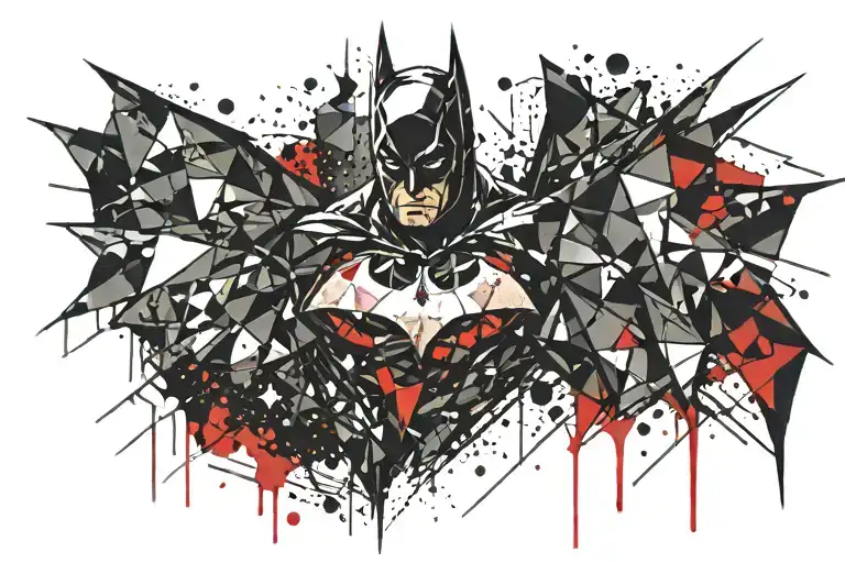batman logo, geometric shapes tattoo design idea