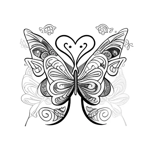 A vibrant new-school tattoo of a butterfly surrounded by a lush jungle with colorful flowers and exotic birds. tattoo design idea