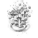 A new-school design of a caesar salad with rainbow-colored croutons and tomatoes tattoo design idea