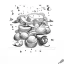 A new-school design of a caesar salad with rainbow-colored croutons and tomatoes tattoo design idea