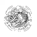 A new-school design of a caesar salad with rainbow-colored lettuce and cheese tattoo design idea