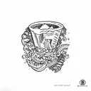 A new-school design of a caesar salad with rainbow-colored lettuce and cheese tattoo design idea