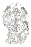 The fates spinning the thread tattoo design idea
