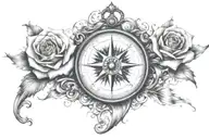 Ocean waves and rose compass rose tattoo design idea