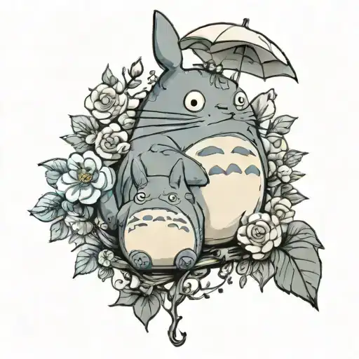 studio ghibli flowers Totoro tattoo design idea