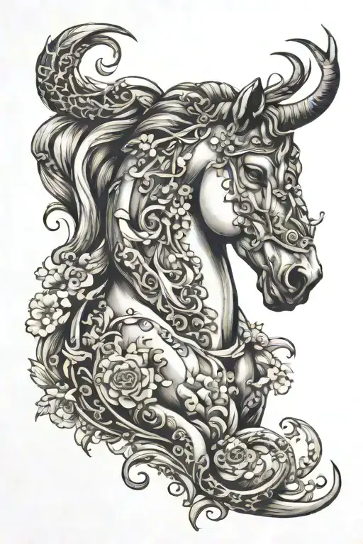 Intricate Centaur with Hidden Snake Details tattoo design idea