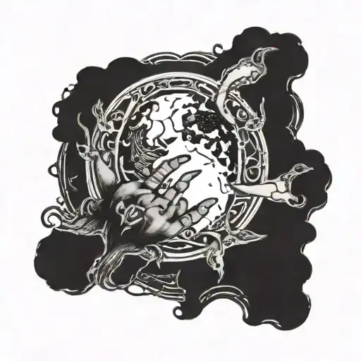 A gothic moon with a pinky promise intertwined, symbolizing a bond that lasts forever tattoo design idea