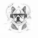 A software engineer coding while surrounded by partying dogs tattoo design idea