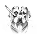 A software engineer coding while surrounded by partying dogs tattoo design idea