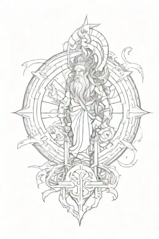 chronos time god and kairos  tattoo design idea