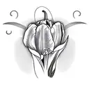 tulip with name Paloma and a bee tattoo design idea