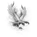 Phoenix with double exposure nature tattoo design idea