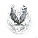 Phoenix with double exposure nature tattoo design idea