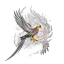 Phoenix with double exposure nature tattoo design idea