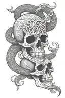 skull snake blade tattoo design idea