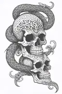 skull snake blade tattoo design idea