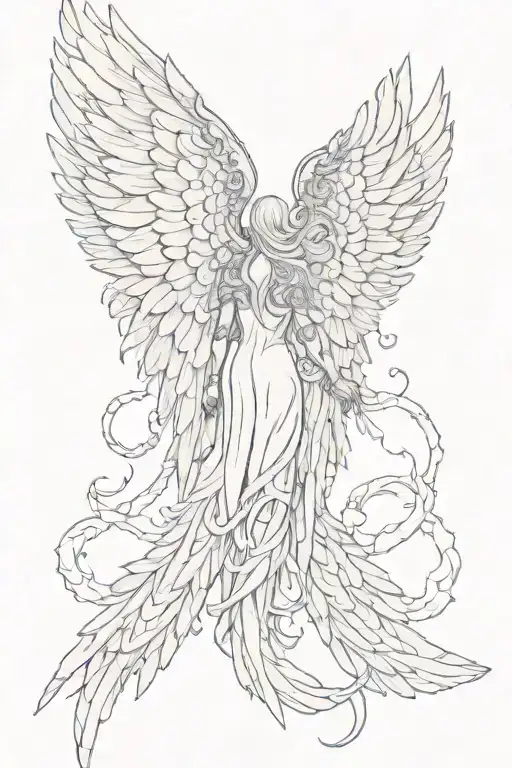 angel wings and demon wings on the back tattoo design idea