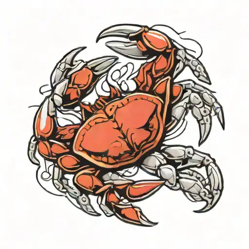 2 dimensional black and grey dungeness crab, traditional style, heavy negative space, symmetrical, kyler martz style tattoo design idea