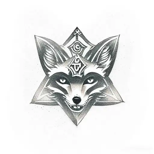A gaming-themed tattoo of a fox character holding an ace of spades card as a weapon, surrounded by cyber security elements tattoo design idea