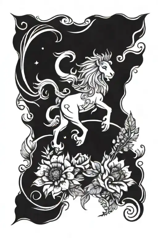 leo and virgo zodiac sign tattoo design idea