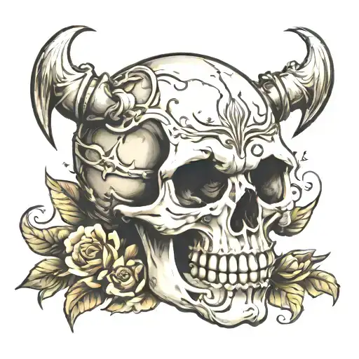 skull soft shading tattoo design idea