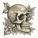 skull soft shading tattoo design idea