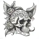 skull soft shading tattoo design idea