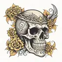 skull soft shading tattoo design idea