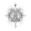 o simulado do infinito com escritura em grego "amor e paz é o caminho de deus"  tattoo design idea