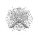 o simulado do infinito com escritura em grego "amor e paz é o caminho de deus"  tattoo design idea