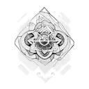 o simulado do infinito com escritura em grego "amor e paz é o caminho de deus"  tattoo design idea