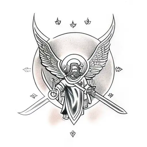 Saint micheal with viking design  tattoo design idea