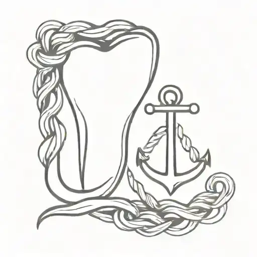 tooth and anchor intertwined tattoo design idea
