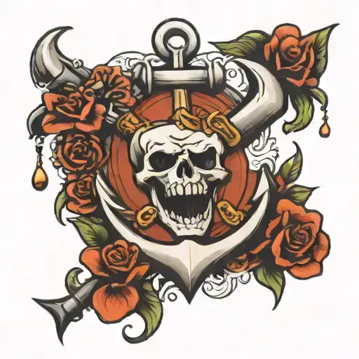 tooth and anchor tattoo design idea