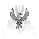 Sales graph transforming into a soaring eagle tattoo design idea