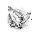 Sales graph transforming into a soaring eagle tattoo design idea