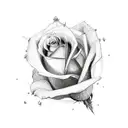 upside down rose tattoo design idea